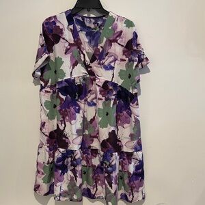 SHEIN Purple and Green Floral Dress